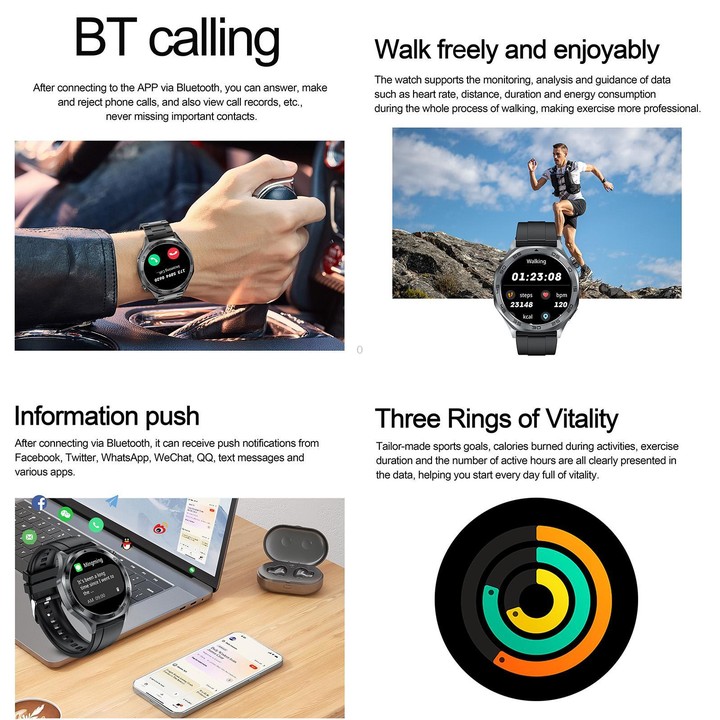 AK83 BT Call Smart Watch, Support Blood Pressure / Heart Rate / Sports Health Monitoring Fitness Tracker(Steel 3-Bead Steel)