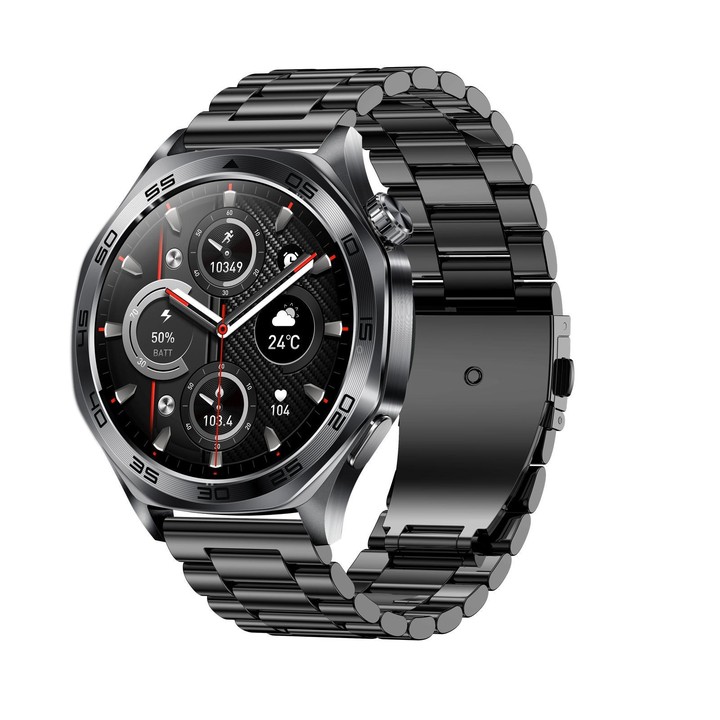 AK83 BT Call Smart Watch, Support Blood Pressure / Heart Rate / Sports Health Monitoring Fitness Tracker(Black 3-Bead Steel)