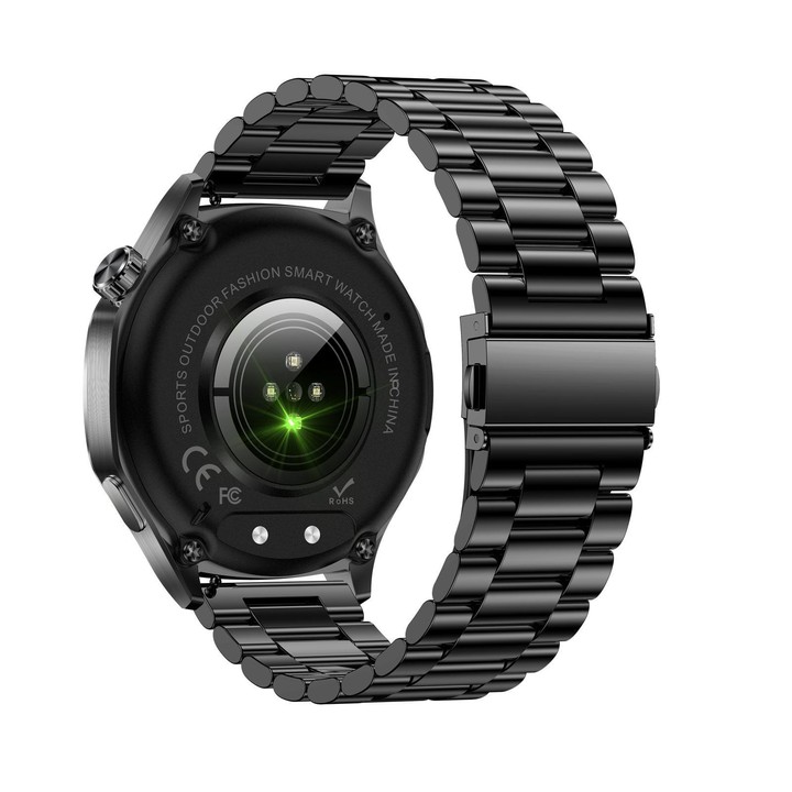 AK83 BT Call Smart Watch, Support Blood Pressure / Heart Rate / Sports Health Monitoring Fitness Tracker(Black 3-Bead Steel)