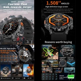 BH11 4G LTE Android 8.1 Smart Watch, 2GB+16GB, Unisoc 8541 Quad Core, Support Heart Rate / Blood Oxygen(Black Steel)