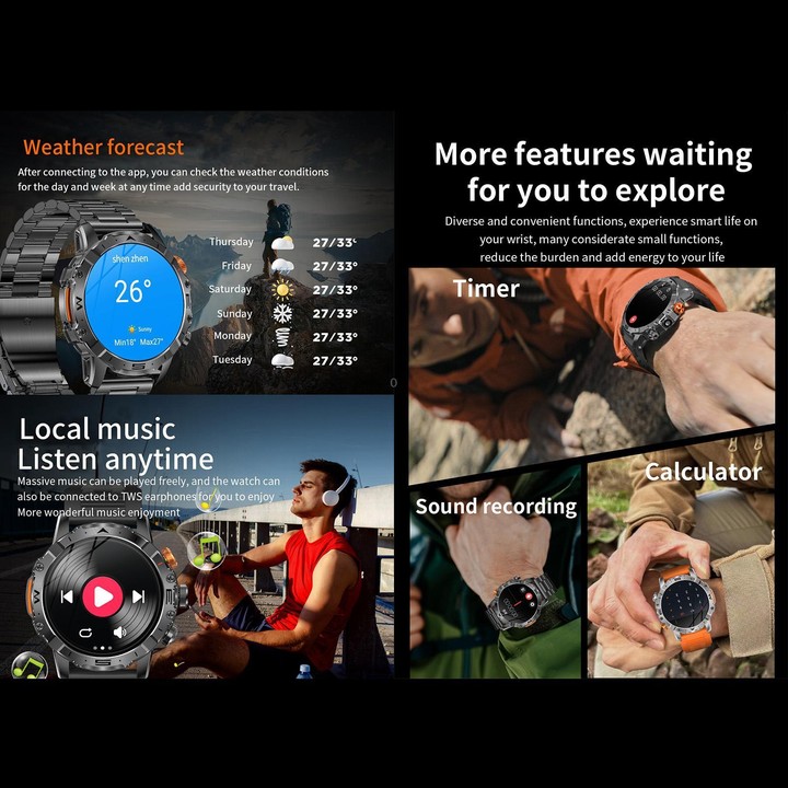 BH11 4G LTE Android 8.1 Smart Watch, 2GB+16GB, Unisoc 8541 Quad Core, Support Heart Rate / Blood Oxygen(Black Steel)