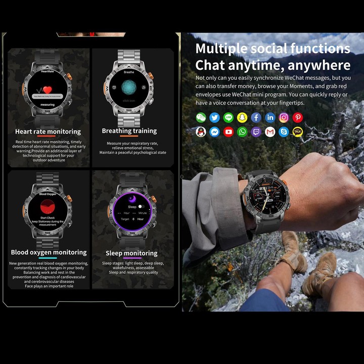 BH11 4G LTE Android 8.1 Smart Watch, 2GB+16GB, Unisoc 8541 Quad Core, Support Heart Rate / Blood Oxygen(Black Steel)