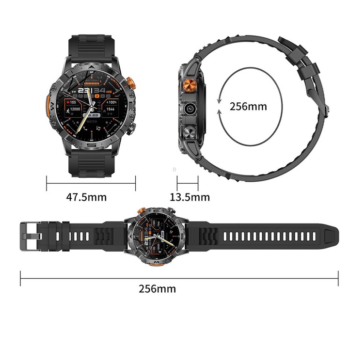 BH11 4G LTE Android 8.1 Smart Watch, 2GB+16GB, Unisoc 8541 Quad Core, Support Heart Rate / Blood Oxygen(Black Steel)