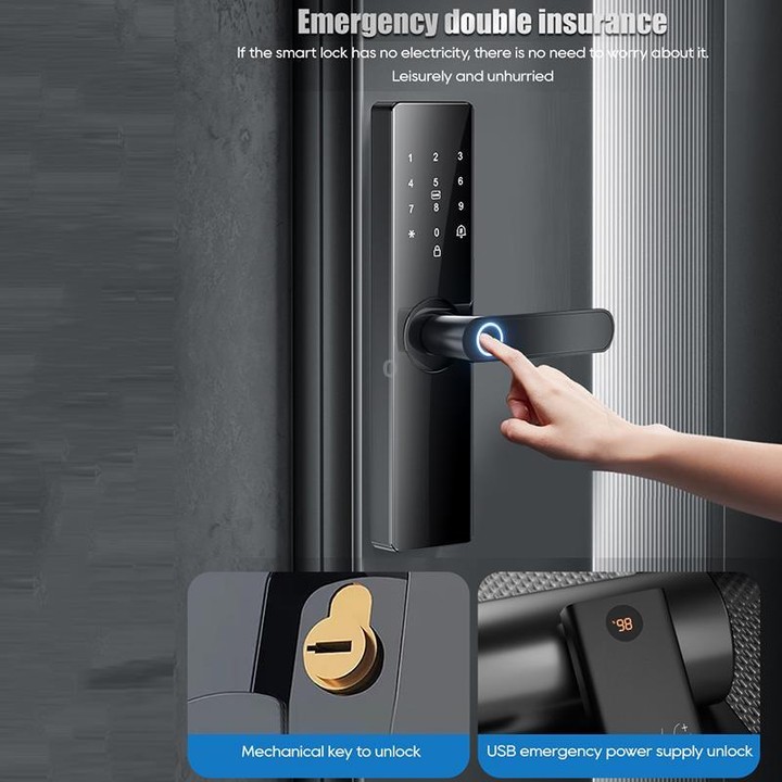 Z17 Tuya Smart WiFi Electronic Fingerprint Password Door Lock, Lock Body Size:18cm(Black)