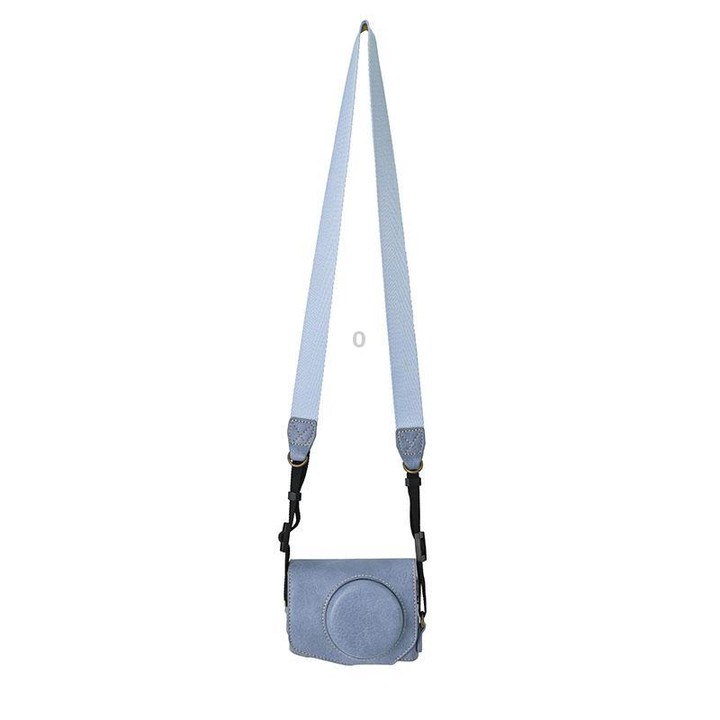 For Canon G7 X Mark III / G7X3 Retro Litchi Texture Leather Full Body Camera Case Bag with Strap(Blue)