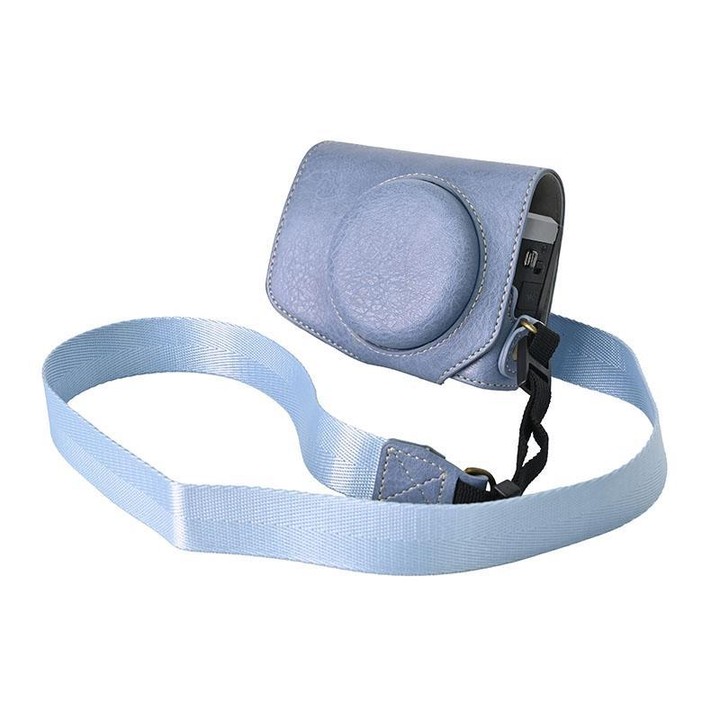 For Canon G7 X Mark III / G7X3 Retro Litchi Texture Leather Full Body Camera Case Bag with Strap(Blue)