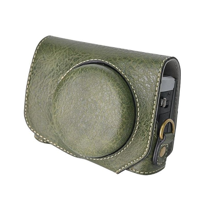 For Canon G7 X Mark III / G7X3 Retro Litchi Texture Leather Full Body Camera Case Bag with Strap(Green)
