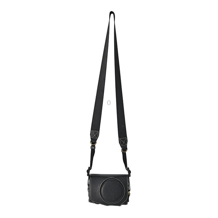For Canon G7 X Mark III / G7X3 Retro Litchi Texture Leather Full Body Camera Case Bag with Strap(Black)