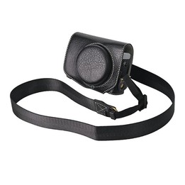 For Canon G7 X Mark III / G7X3 Retro Litchi Texture Leather Full Body Camera Case Bag with Strap(Black)