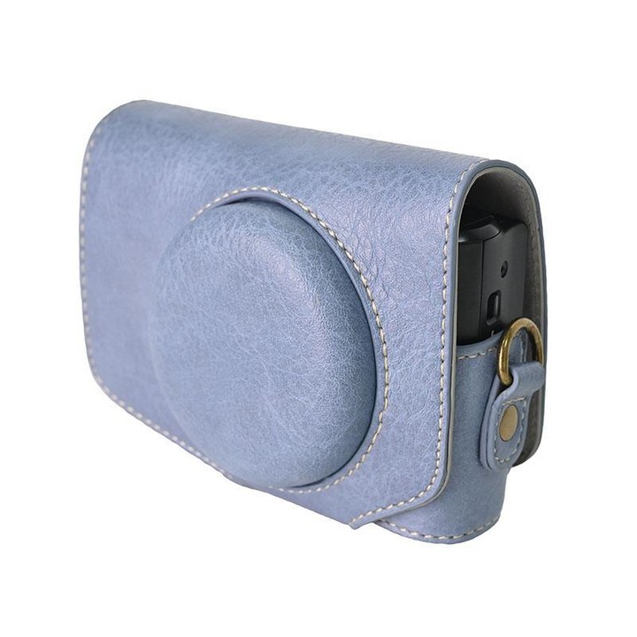 For Canon PowerShot SX740 HS Retro Litchi Texture Leather Full Body Camera Case Bag with Strap(Blue)