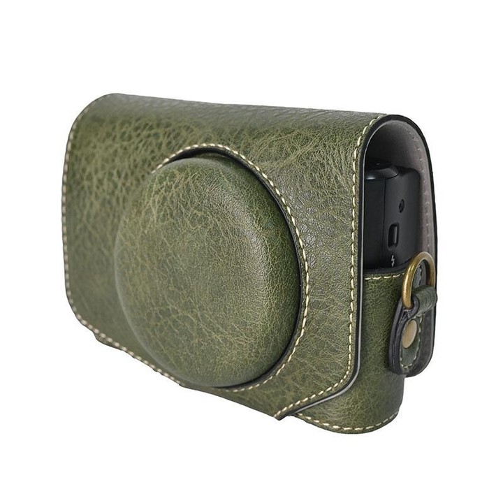 For Canon PowerShot SX740 HS Retro Litchi Texture Leather Full Body Camera Case Bag with Strap(Green)