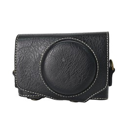 For Canon PowerShot SX740 HS Retro Litchi Texture Leather Full Body Camera Case Bag with Strap(Black)