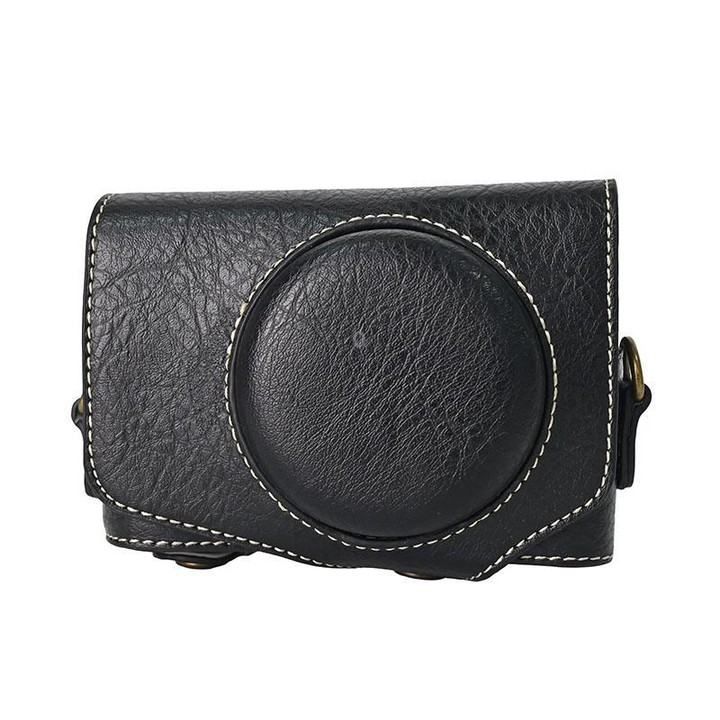 For Canon PowerShot SX740 HS Retro Litchi Texture Leather Full Body Camera Case Bag with Strap(Black)