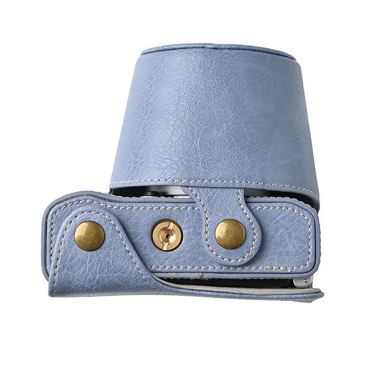 For FUJIFILM X-M5 Retro Litchi Texture Leather Full Body Camera Case Bag with Strap(Blue)