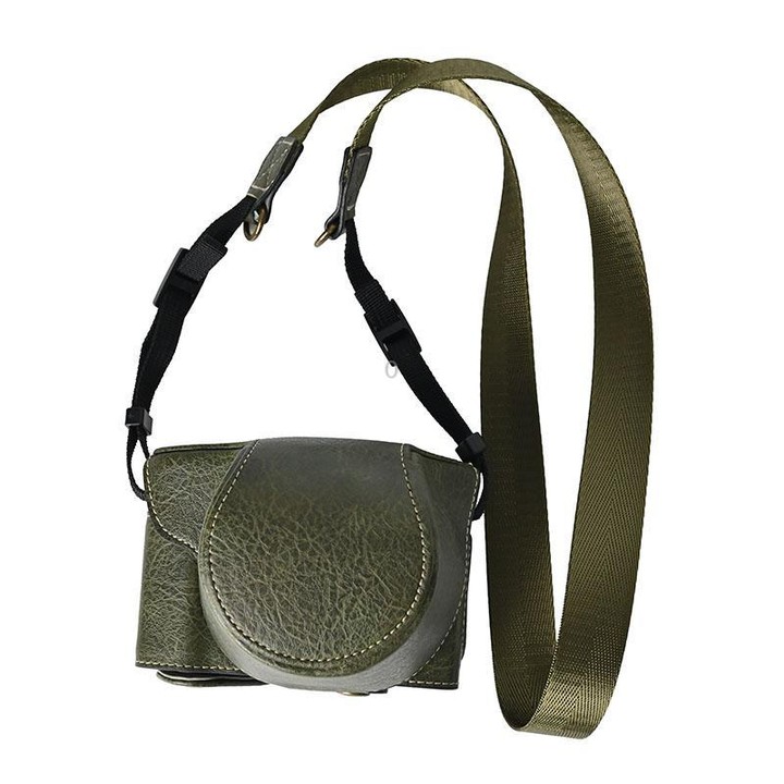 For FUJIFILM X-M5 Retro Litchi Texture Leather Full Body Camera Case Bag with Strap(Green)