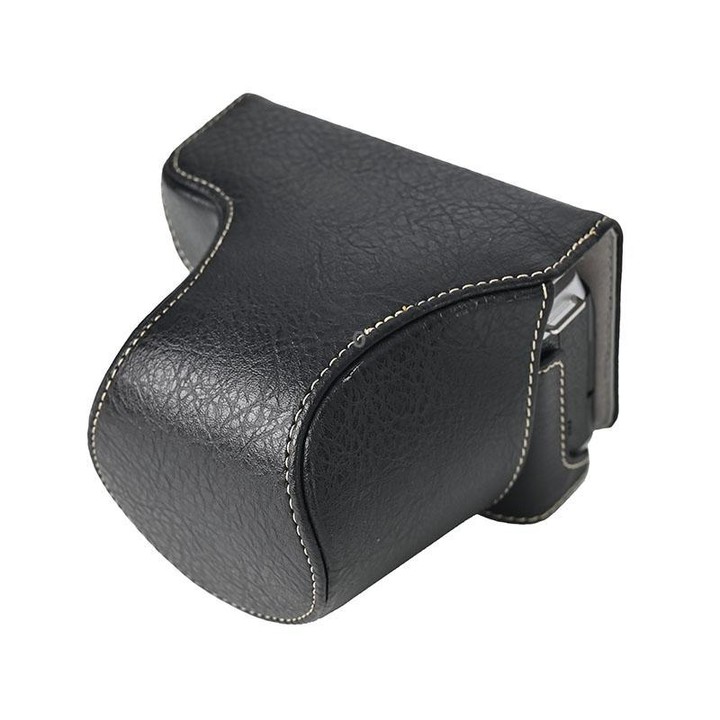 For FUJIFILM X-M5 Retro Litchi Texture Leather Full Body Camera Case Bag with Strap(Black)