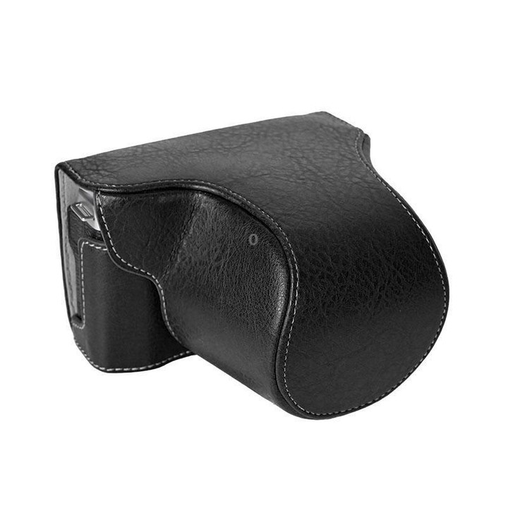 For FUJIFILM X-M5 Retro Litchi Texture Leather Full Body Camera Case Bag with Strap(Black)