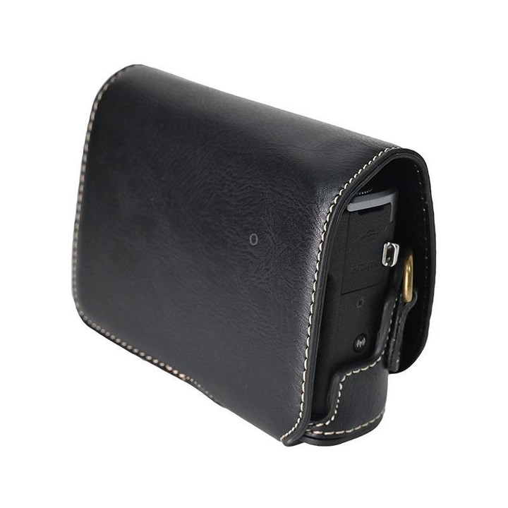 For Canon G7 X Mark III / G7X3 Retro Pull Up Leather Full Body Camera Case Bag with Strap(Black)