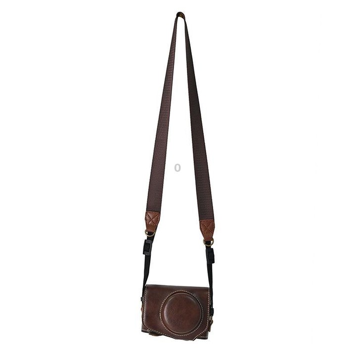 For Canon G7 X Mark III / G7X3 Retro Pull Up Leather Full Body Camera Case Bag with Strap(Coffee)