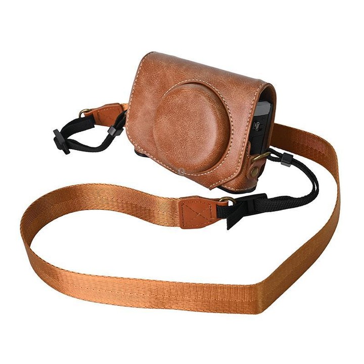For Canon G7 X Mark III / G7X3 Retro Pull Up Leather Full Body Camera Case Bag with Strap(Brown)