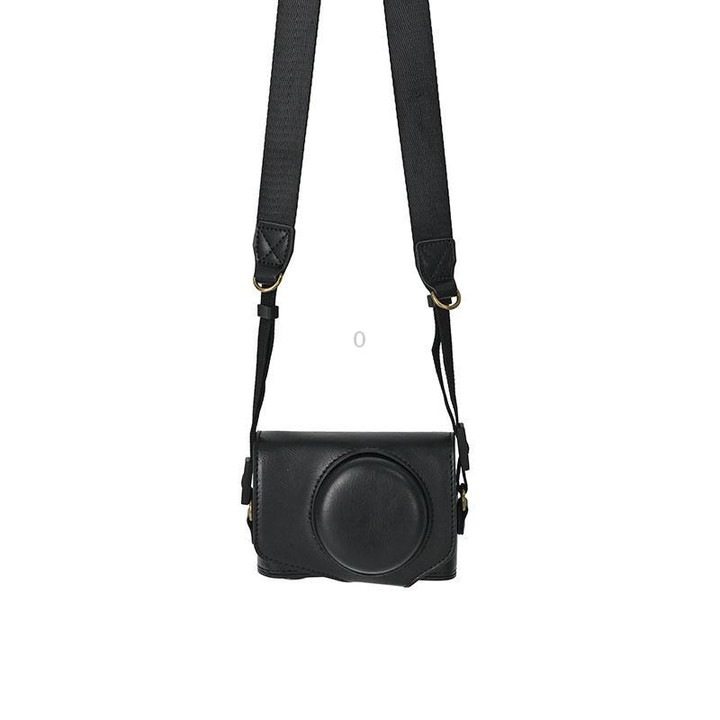 For Canon PowerShot SX740 HS Retro Pull Up Leather Full Body Camera Case Bag with Strap(Black)