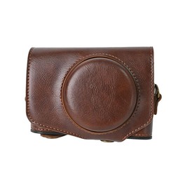 For Canon PowerShot SX740 HS Retro Pull Up Leather Full Body Camera Case Bag with Strap(Coffee)