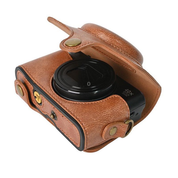 For Canon PowerShot SX740 HS Retro Pull Up Leather Full Body Camera Case Bag with Strap(Brown)