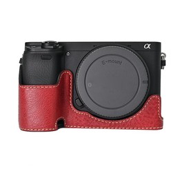 For Sony ILCE-6400 / A6300 / A6200 Litchi Texture PU Leather Camera Half Case Base(Wine Red)