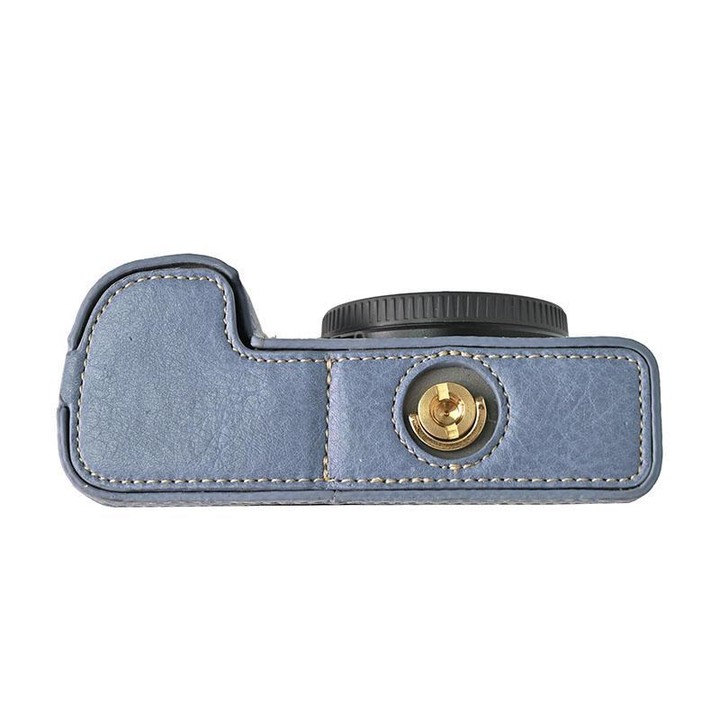 For Sony ILCE-6400 / A6300 / A6200 Litchi Texture PU Leather Camera Half Case Base(Blue)