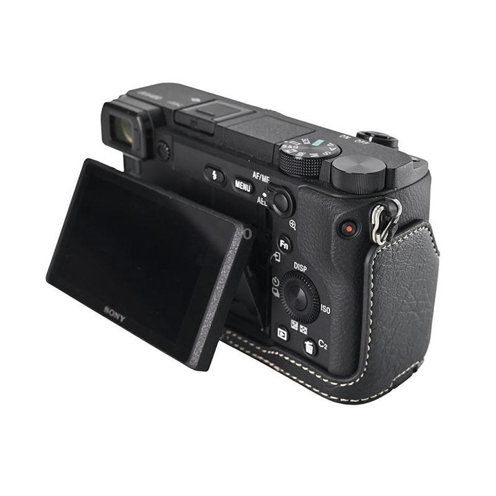 For Sony ILCE-6400 / A6300 / A6200 Litchi Texture PU Leather Camera Half Case Base(Black)