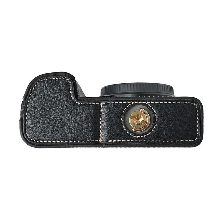 For Sony ILCE-6400 / A6300 / A6200 Litchi Texture PU Leather Camera Half Case Base(Black)