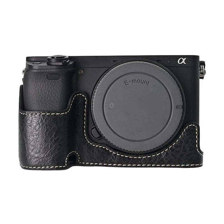 For Sony ILCE-6400 / A6300 / A6200 Litchi Texture PU Leather Camera Half Case Base(Black)