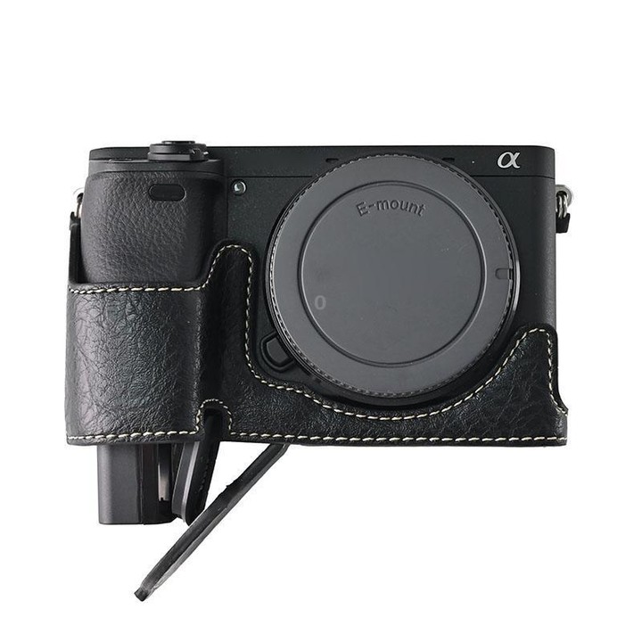 For Sony ILCE-6400 / A6300 / A6200 Litchi Texture PU Leather Camera Half Case Base(Black)