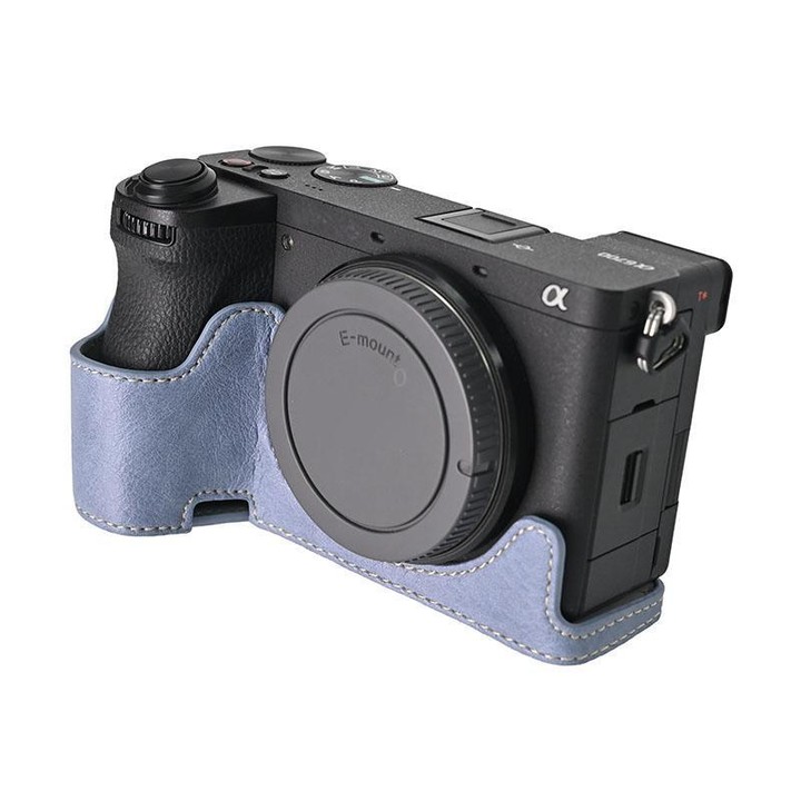For Sony ILCE-6700 / A6700 Litchi Texture PU Leather Camera Half Case Base(Blue)