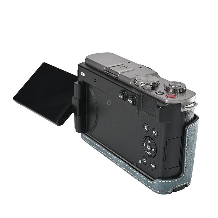 For Panasonic LUMIX S9 Litchi Texture PU Leather Camera Half Case Base(Blue)