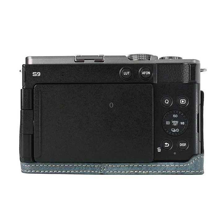 For Panasonic LUMIX S9 Litchi Texture PU Leather Camera Half Case Base(Blue)