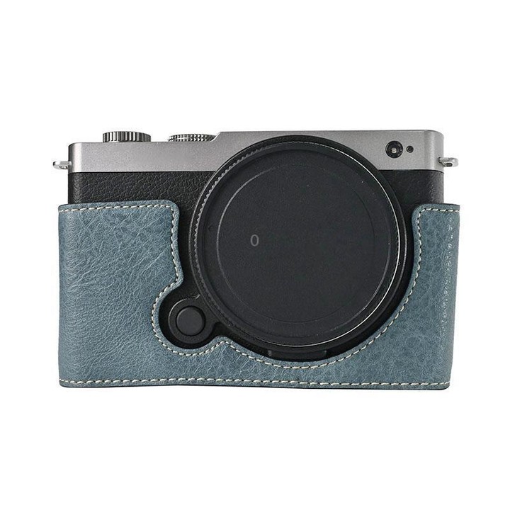 For Panasonic LUMIX S9 Litchi Texture PU Leather Camera Half Case Base(Blue)