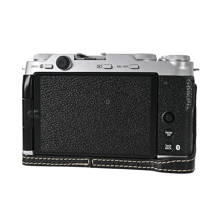 For FUJIFILM X-M5 Litchi Texture PU Leather Camera Half Case Base(Black)