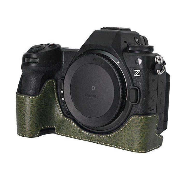 For Nikon Z6III Litchi Texture PU Leather Camera Half Case Base(Green)