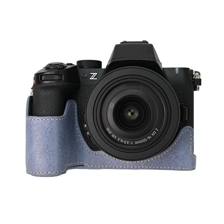 For Nikon Z50II Litchi Texture PU Leather Camera Half Case Base(Blue)