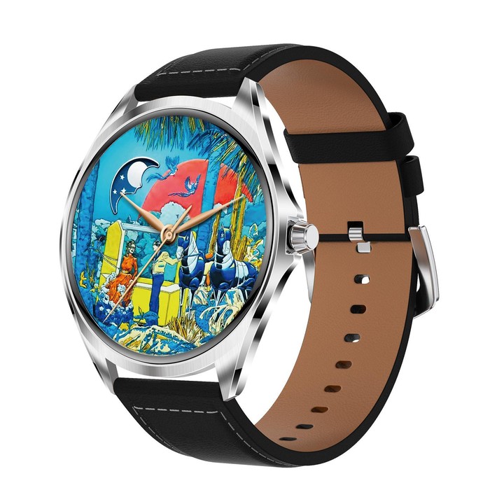 H78 1.43 inch AMOLED Screen Health & Fitness Smart Watch IP67 Waterproof Support BT Call(Silver Shell Black Leather)