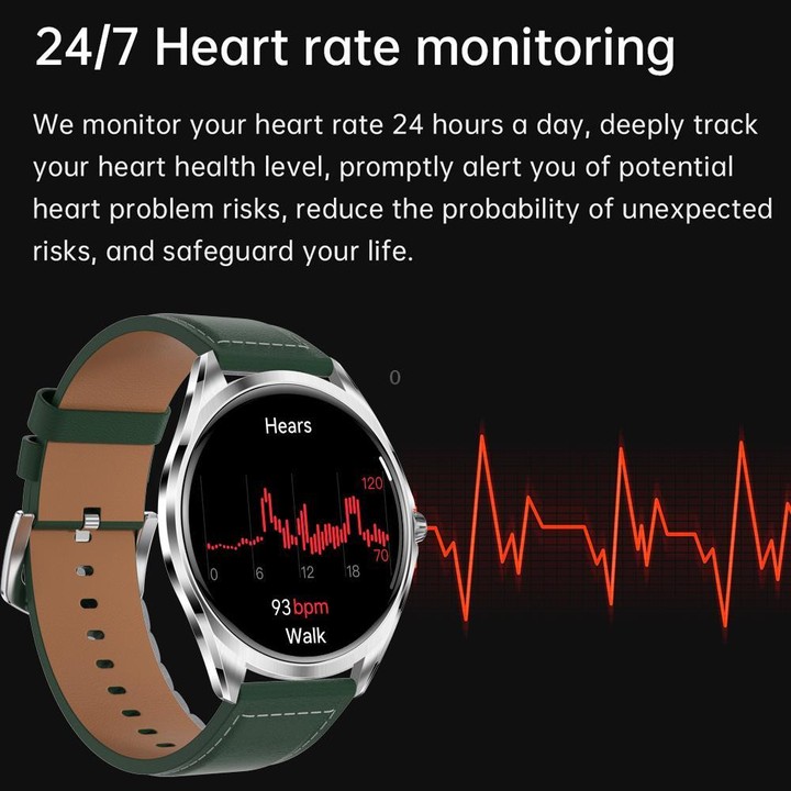 H78 1.43 inch AMOLED Screen Health & Fitness Smart Watch IP67 Waterproof Support BT Call(Silver Shell Black Leather)