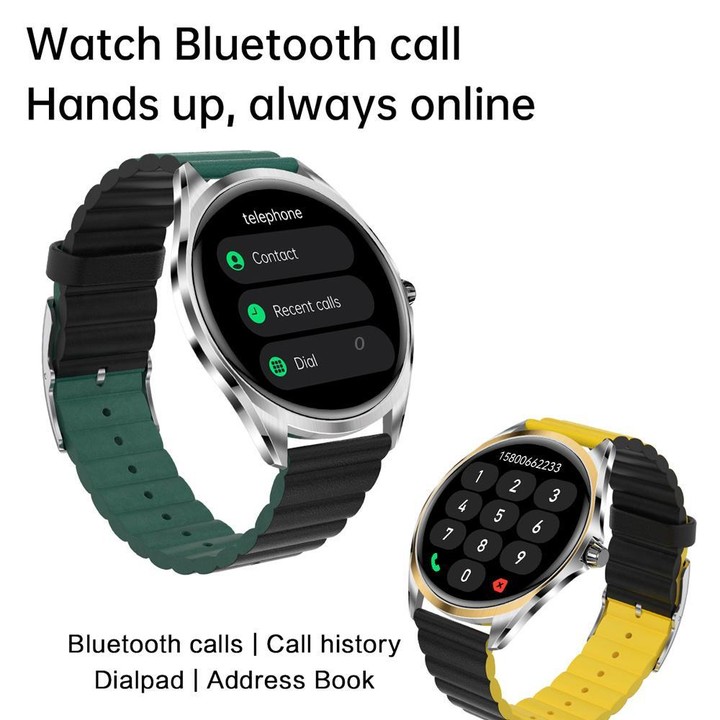 H78 1.43 inch AMOLED Screen Health & Fitness Smart Watch IP67 Waterproof Support BT Call(Silver Shell Black Leather)