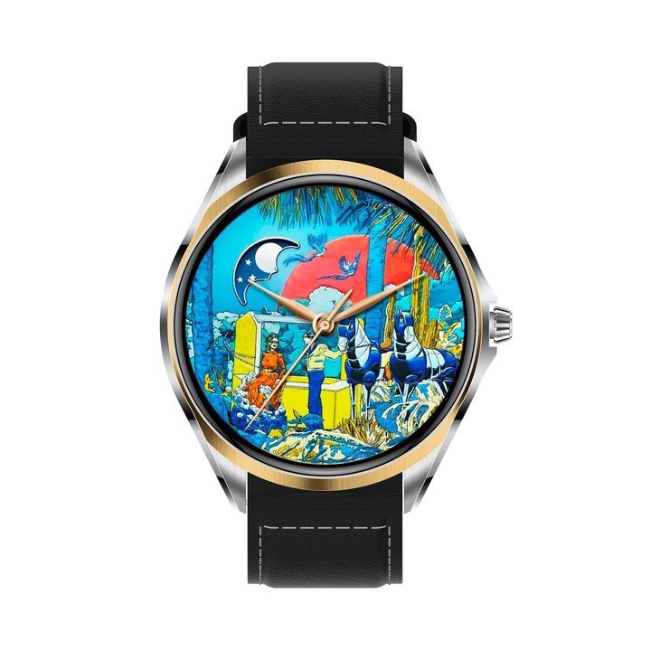 H78 1.43 inch AMOLED Screen Health & Fitness Smart Watch IP67 Waterproof Support BT Call(Gold Shell Black Leather)