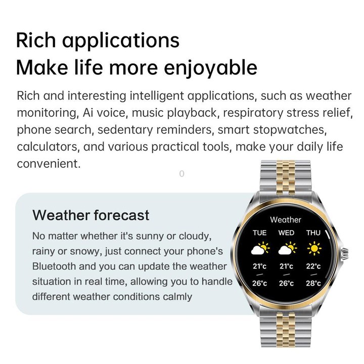H78 1.43 inch AMOLED Screen Health & Fitness Smart Watch IP67 Waterproof Support BT Call(Gold Shell Black Leather)