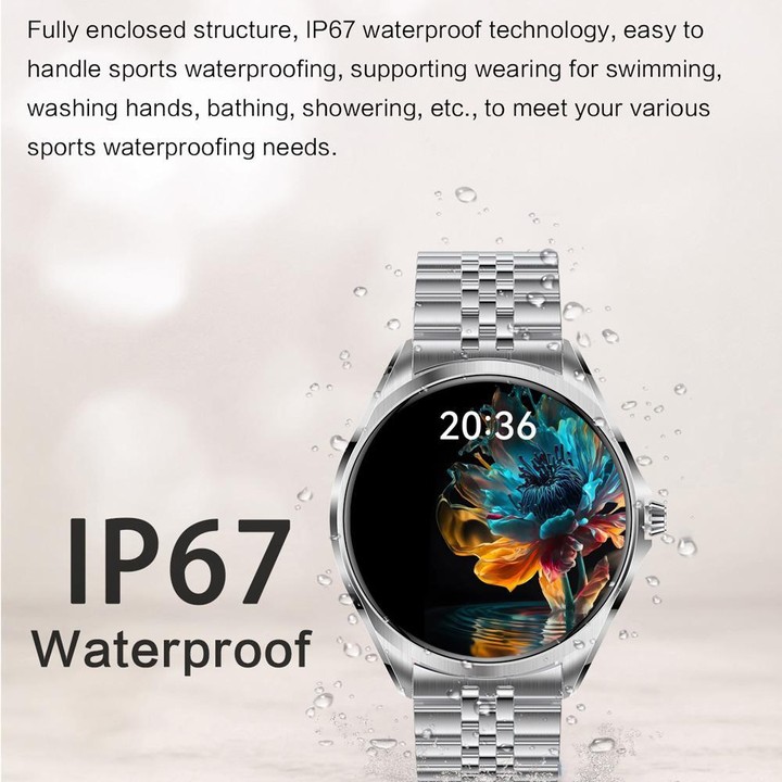 H78 1.43 inch AMOLED Screen Health & Fitness Smart Watch IP67 Waterproof Support BT Call(Gold Shell Brown Leather)