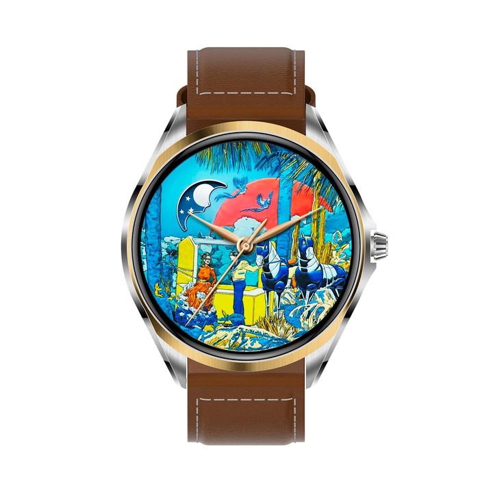 H78 1.43 inch AMOLED Screen Health & Fitness Smart Watch IP67 Waterproof Support BT Call(Gold Shell Brown Leather)