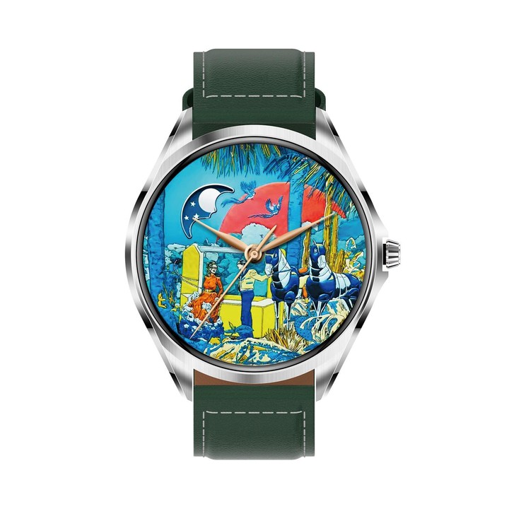 H78 1.43 inch AMOLED Screen Health & Fitness Smart Watch IP67 Waterproof Support BT Call(Silver Shell Green Leather)