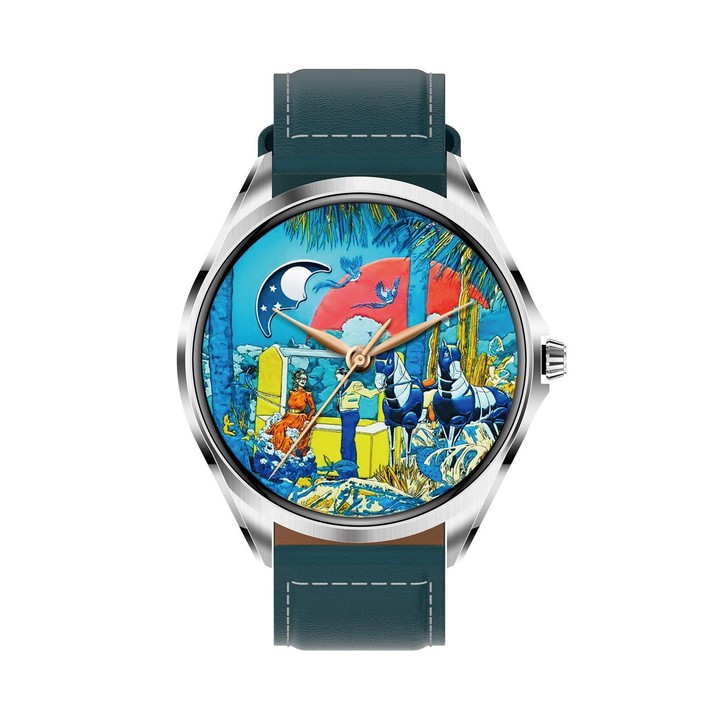 H78 1.43 inch AMOLED Screen Health & Fitness Smart Watch IP67 Waterproof Support BT Call(Silver Shell Blue Leather)