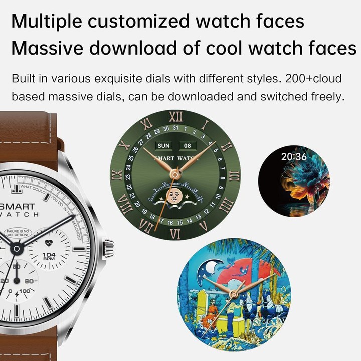 H78 1.43 inch AMOLED Screen Health & Fitness Smart Watch IP67 Waterproof Support BT Call(Silver Shell Blue Leather)